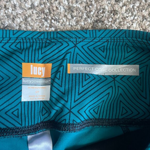 Lucy PerfectCore Collection Capri Yoga Workout Legging, Size Small, Teal/Black - Picture 2 of 10